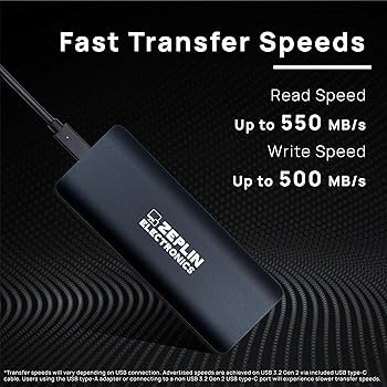 Amazon | ZEPLIN ELECTRONICS 512GB ポータブルSSD USB3.2 Gen2